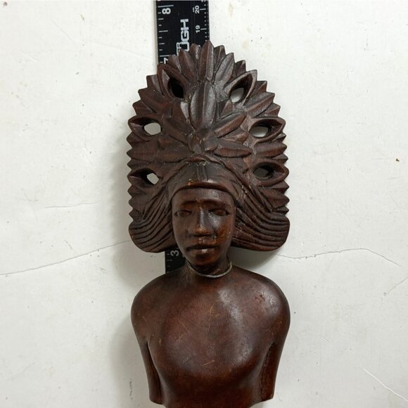 Wooden Carved Indigenous Woman Bust Sculpture Home Decor Native VTG Tribal - Picture 12 of 16